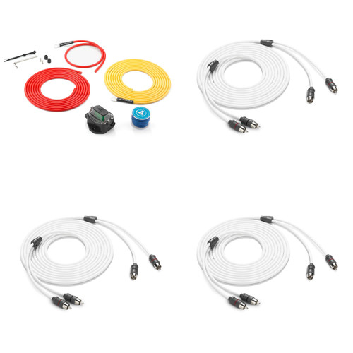 JL Audio Marine 3-Zone Amp Install Kit – (3) XMD-WHTAIC2-12 RCA Interconnects + XMD-PCS30A-1-L12 4AWG Power Kit – DIY Multi Channel Boat Audio Wiring Bundle