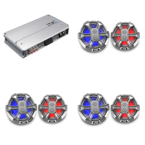 MTX Marine 6.5" Speaker & 6-Channel Amp Bundle – (3 Pair) MA65C-W Coaxial Speakers + MA900.6 Amplifier – DIY Pontoon, Tritoon & Wake Boat Audio Upgrade System