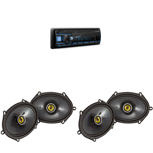 Alpine UTE-83BT Mech-less Digital Media Receiver with Bluetooth® Wireless Technology+(2) Pairs Kicker CSC684 6x8/5x7" Coax speakers