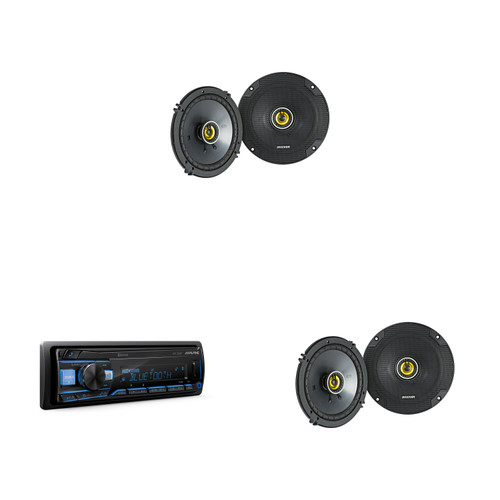 Alpine UTE-83BT Mech-less Digital Media Receiver with Bluetooth® Wireless Technology+(2) Pairs Kicker CSC654 6.5" Coax speakers