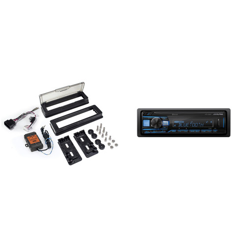 Alpine UTE63BT Mech-less Digital Media Receiver with HDK001X - Radio Replacement Kit compatible with 98-13 Harley Davidson Motorcycles