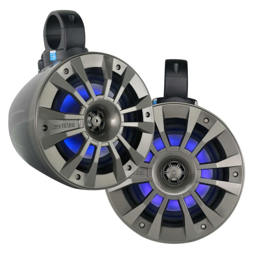 NavAtlas NT650AT - 100 Watt RMS 6.5” Amplified Roll-Cage Powersports Speakers with Blue LEDs and swivel-mounts - Used, Acceptable