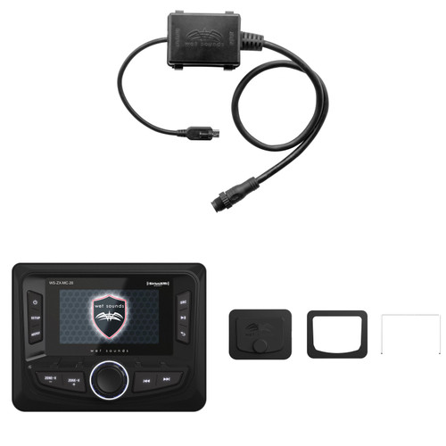 Wet Sounds WS-ZX-MC-20 3-Zone Marine Source Unit w/ Bluetooth, AM/FM/WB, SiriusXM Ready, NMEA 2000 + WS-MC-20-FMK Flush Mount Kit + WS-G2-NMEA-20 Adapter