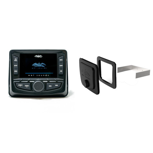 Wet Sounds WS-MC-2 Marine Media Receiver 3" Gauge Style w/ 2.7" Color LCD, Bluetooth + WS-MC-2/5-FMK Flush Mount Kit