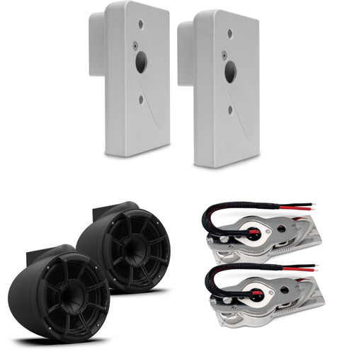 Wet Sounds REV 10 SE B 10" Tower Speakers – 300W RMS Matte Black Pair w/ Stainless Swivel Mount + ADP NAU-FCTA Brackets for 2019+ Nautique FCTA Tower
