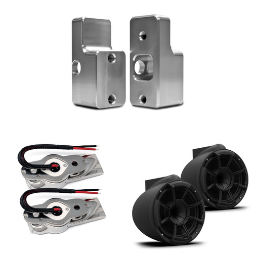 Wet Sounds REV 10 SE B 10" Tower Speakers – 300W RMS Matte Black Pair w/ Stainless Swivel Mount + ADP Nautique G Tower Upper Brackets