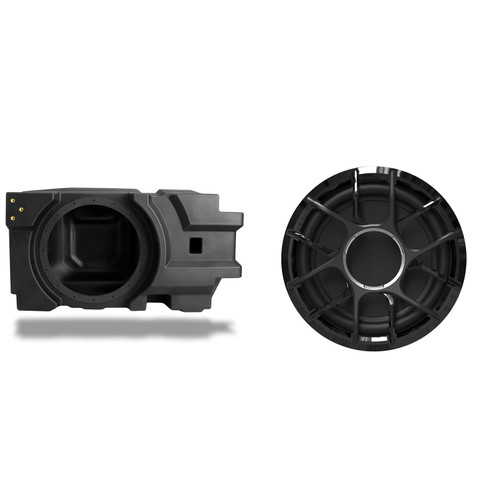 SSV Works DF-US10U Under-Seat 10" Subwoofer Enclosure for Can-Am Defender & Defender Max with Wet Sounds ZERO 10 S2 XZ-B Marine Subwoofer Black