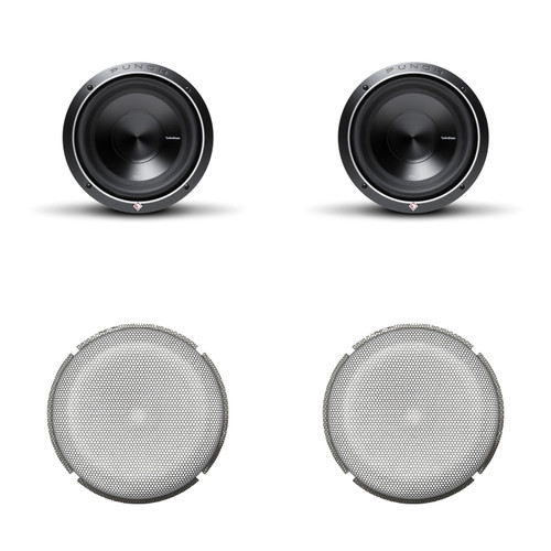 Rockford Fosgate P3D4-10 10” Subwoofer- DVC (dual 4-Ohm),with 2 P2P3G-10 10” Stamped Mesh Grille Insert