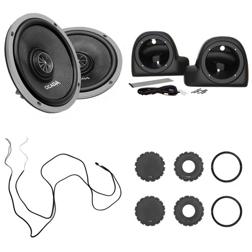 Cicada Audio CXX65.4 Pro 6.5” Coaxial Speakers with Lower Fairing Pods for 2014+ Harley Street Glide & Road Glide Air Cooled Models | 4 Ohm Audio Upgrade, Y Harness & Grills Included