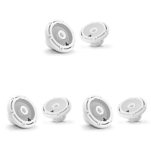JL Audio M3-650X-C-Gw 6.5" Gloss White Classic Grille Marine Speaker System – 6 Speaker Boat Audio Upgrade