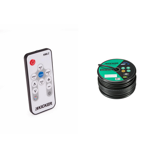 Kicker Marine RGB Lighting Install Kit – 46KMWRGB150 RGB Speaker Wire + 41KMLC LED Remote – DIY Boat Audio Lighting Control Bundle