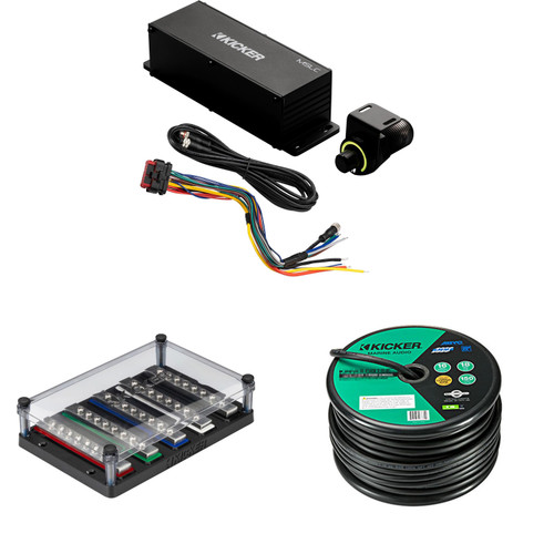 Kicker Marine RGBW Lighting Control System – MSLC Controller, 150FT True White RGBW Wire & 51RGBWDB Distribution Block – Premium DIY Boat Audio Upgrade
