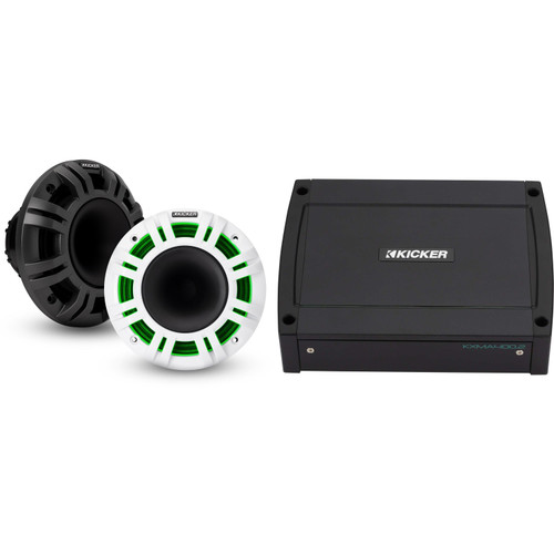 Kicker Marine Speaker & Amp Bundle – 48KMXL654 6.5" Premium Speakers + 48KXMA4002 Amplifier – DIY Pontoon & Center Console Audio Upgrade