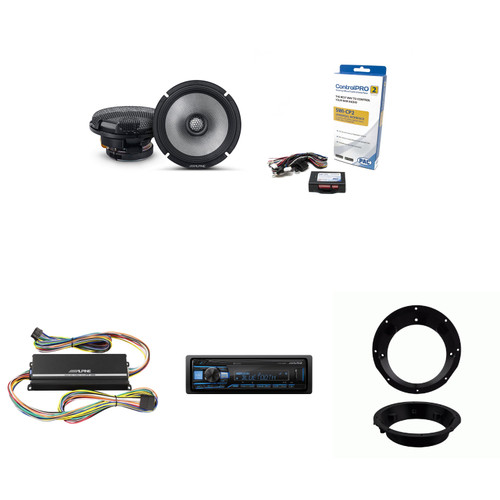 Alpine UTE-63BT Bluetooth Receiver & Handle Bar Control Interface compatible with Harley 1998-2013 & 6.5" R2 Series Speakers Includes Amplifier