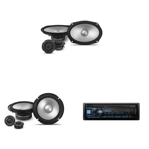 Alpine UTE-63BT Mech-less Digital Bluetooth Media Receiver with 1 Pair Alpine S2-S65C Type S 6.5" Component Speakers and 1 Pair S2-S69C Type S 6x9" Component Speakers