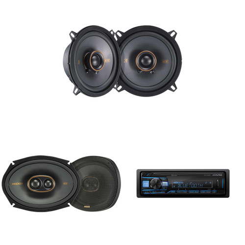 Alpine UTE-63BT Mech-less Digital Media Receiver with Bluetooth® Wireless Technology+ Kicker KSC504 5.25" Coax speakers + Kicker KSC69304 6x9" Coax Speakers