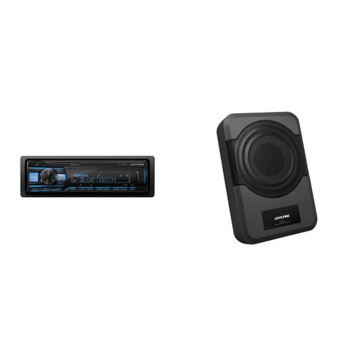 Alpine UTE-63BT Advanced Bluetooth® Multimedia Receiver w/ PWE-S8 Powered 8inch Woofer Bundle