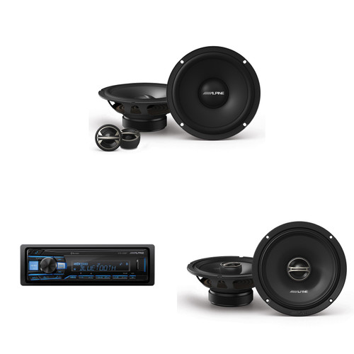 Alpine UTE-63BT w/ EL-E65C-G 6.5" Component Speaker Set & DM-65-G 6.5" Speaker Set