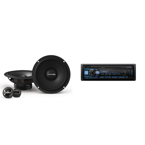 Alpine UTE-63BT Mech-less Digital Media Receiver with Bluetooth® Wireless Technology w/ EL-E65C-G 6.5" Component Speaker Set