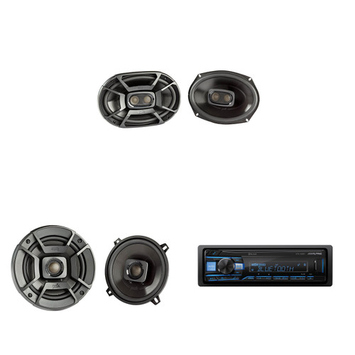 Alpine UTE-63BT Single Din Source Unit w/ DB522 5.25" & DB692 6x9" Speaker Bundle