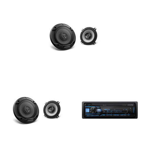 Alpine UTE-63BT Single Din Source Unit w/ KFC-1366S 5 1/4" 2-Way Coaxial Speakers - 2 Pair Bundle