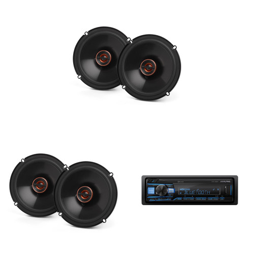 Alpine UTE-63BT Single Din Source Unit w/ ( 2 Pair ) REF607FSL Reference Series 6.5" Coaxial Speakers Bundle