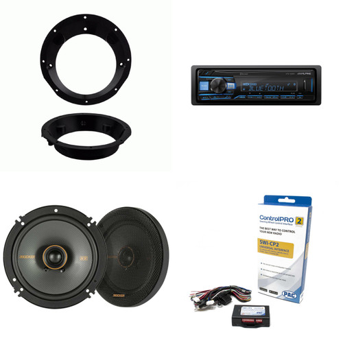 Alpine UTE-63BT Bluetooth Receiver & Handle Bar Control Interface compatible with Harley 1998-2013 & Kicker KSC 6.5" Speakers