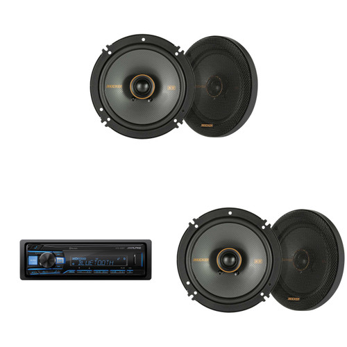 Alpine UTE-63BT Bluetooth Receiver & ( 2 Pair ) Kicker KSC 6.5" Speakers