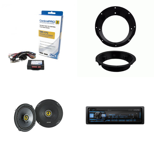 Alpine UTE-63BT Bluetooth Receiver & Handle Bar Control Interface compatible with Harley 1998-2013 & Kicker CSC 6.5" Speakers