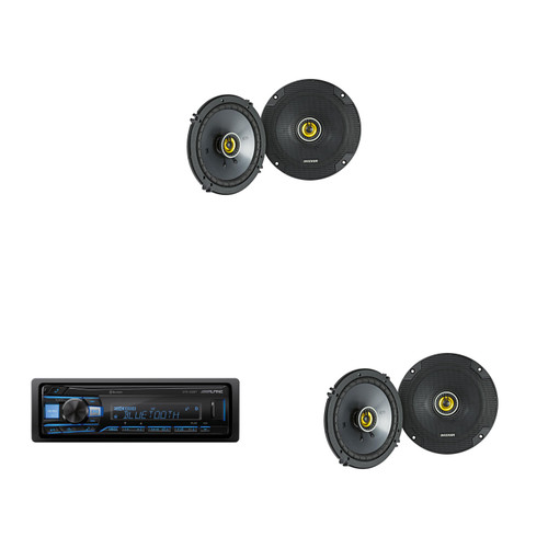 Alpine UTE-63BT Bluetooth Receiver & ( 2 Pair ) Kicker CSC 6.5" Speakers