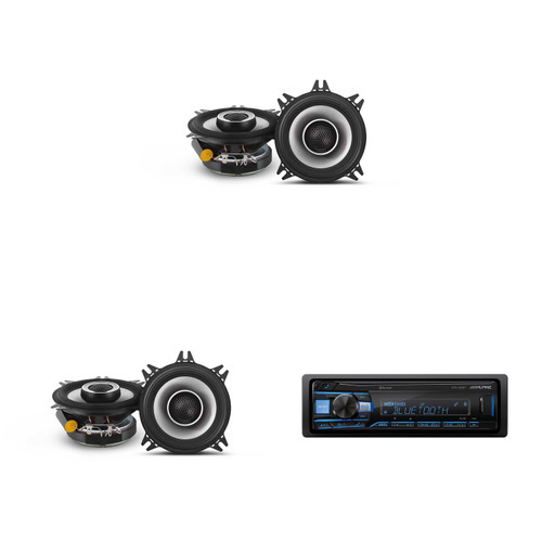 Alpine UTE-63BT Mech-less Digital Bluetooth Media Receiver with 2 Pairs Alpine S2-S40 Type S 4" Coax Speakers