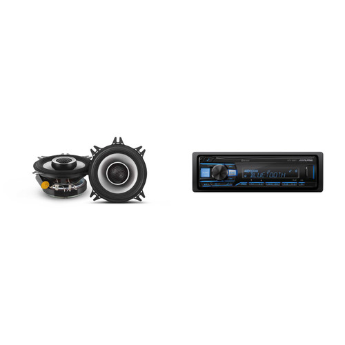 Alpine UTE-63BT Mech-less Digital Bluetooth Media Receiver with 1 Pair Alpine S2-S40 Type S 4" Coax Speakers