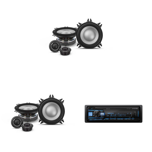 Alpine UTE-63BT Mech-less Digital Bluetooth Media Receiver with 2 Pairs Alpine S2-S40C Type S 4" Component Speakers