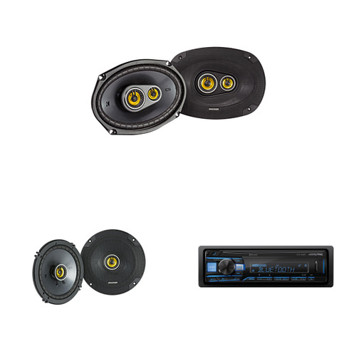 Alpine UTE-63BT Mech-less Digital Media Receiver with Bluetooth® Wireless Technology+ Kicker CSC654 6.5" Coax speakers + Kicker 43CSC6934