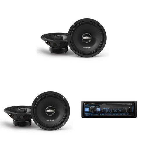 Alpine UTE-63BT Bluetooth® Multimedia Receiver (Does Not Play CDs) with (2) & DM-65-G 6.5 " Coaxial Bundle