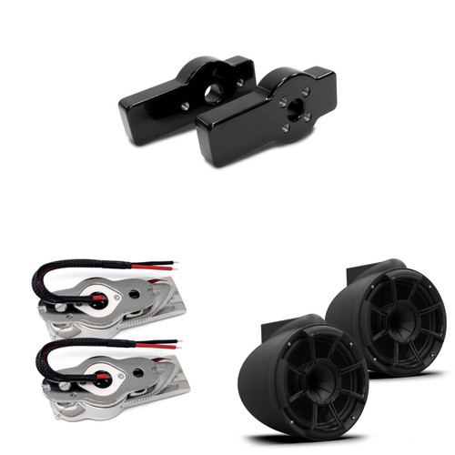 Wet Sounds REV 10 SE B - Matte Black REV10 - Rev Series 10" Tower Speakers, Pair 300 Watts RMS, Black, Pair with Wet Sounds Tower Speaker Brackets for the Centurion Maximus Tower-Black Powder Coated
