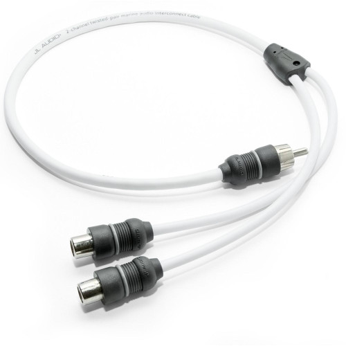 JL Audio XMD-WHTAIC1M2F Twisted-Pair Marine Audio Y-Adapter Cable w/ Molded Connectors - 1 male plug / 2 female jacks