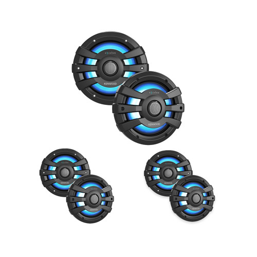Kenwood 7.7" 2-Way Black Coaxial Speakers with Illumination 3-Pair