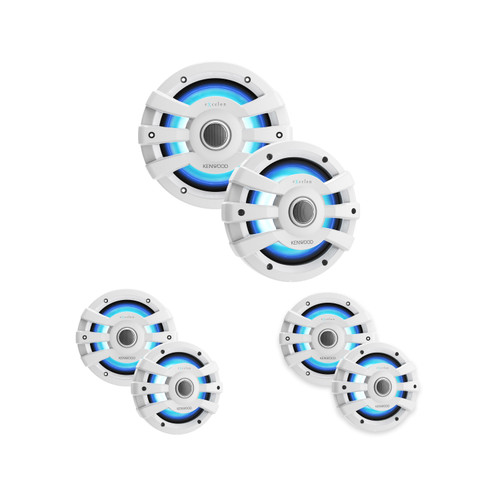 Kenwood 7.7" 2-Way White Coaxial Speakers with Illumination 3-Pair