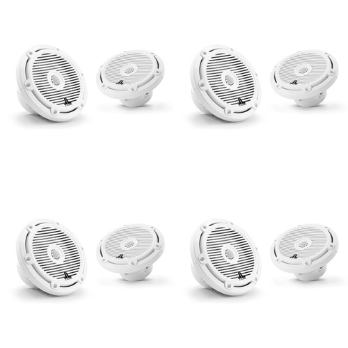 Open Box JL Audio M3-650X-C-Gw 6.5" Gloss White Classic Grille Marine Speakers – 4 Pair / 8 Speaker Boat Audio Upgrade