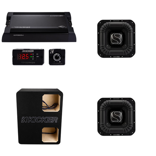 Kicker (2) SOLOXS & WarHorse Competition Bundle, (2) 52L7XS121 12" Subwoofer, 49WXA36001 Amp & Dual Unloaded Enclosure