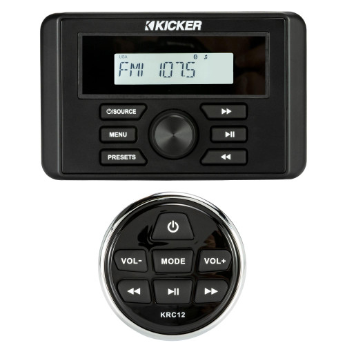Kicker 46KMC3 Marine Stereo & 46KRC12 Wired Remote Bundle