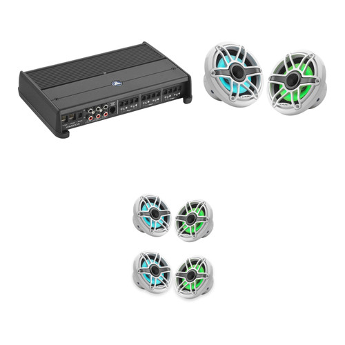 JL Audio M6 DIY Custom Boat Audio Bundle – 3 Pair M6-650X-S-GwGw-i Speakers with XDM600/6 Amp