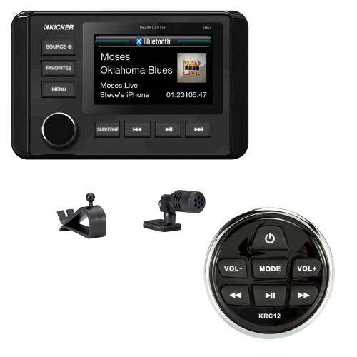 Kicker 51KMC4 Marine Stereo & 46KRC12 Wired Remote Bundle