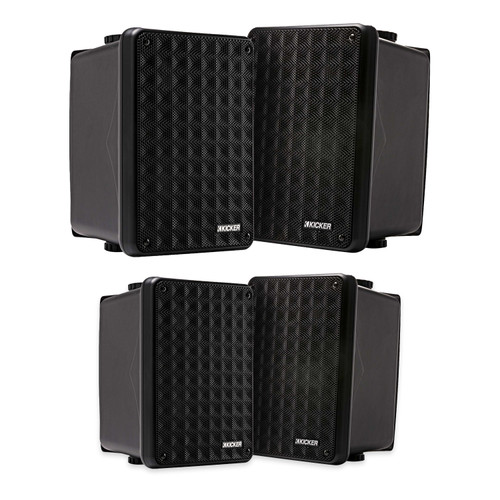 Kicker KB6 Indoor Outdoor Black Speakers – 2 Pair for Patio, Dock & Garage