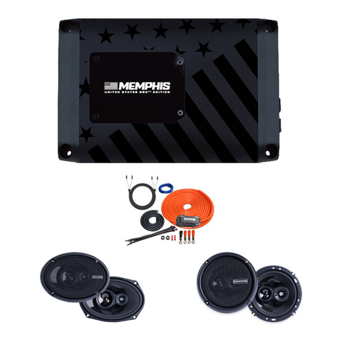 Memphis Audio 250th Anniversary Special Edition 4 Channel Bundle 76PRX 500 Watt Amp Front 6.5"  Rear 6x9 3-Way Speakers