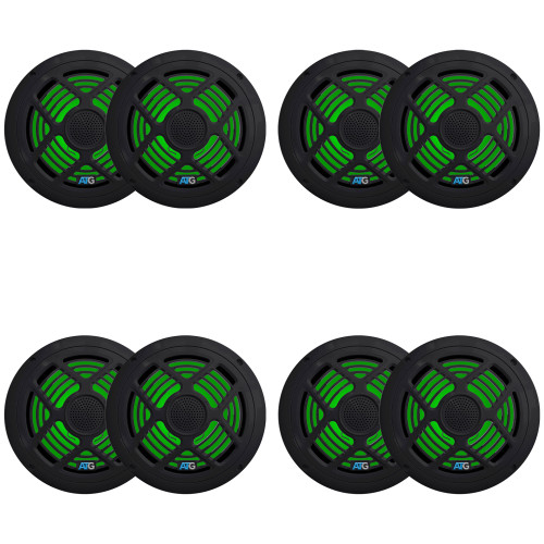 8 Inch Black RGB LED Marine Speakers (4) Pair ATG8MRGB-B