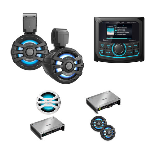 Kenwood KMR-XM500 2 Amps 1 Sub 1 pr Tower and 1 pr Coax Bundle