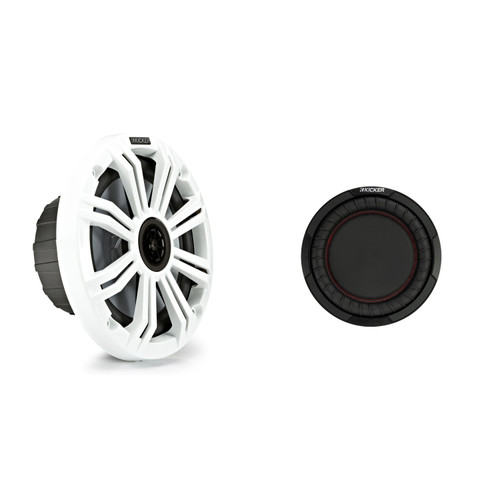 Kicker Single 6.5in Speaker 8in Passive Radiator White Boom Box Kit