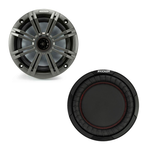 Kicker Single 6.5in Speaker 8in Passive Radiator Charcoal Boom Box Kit